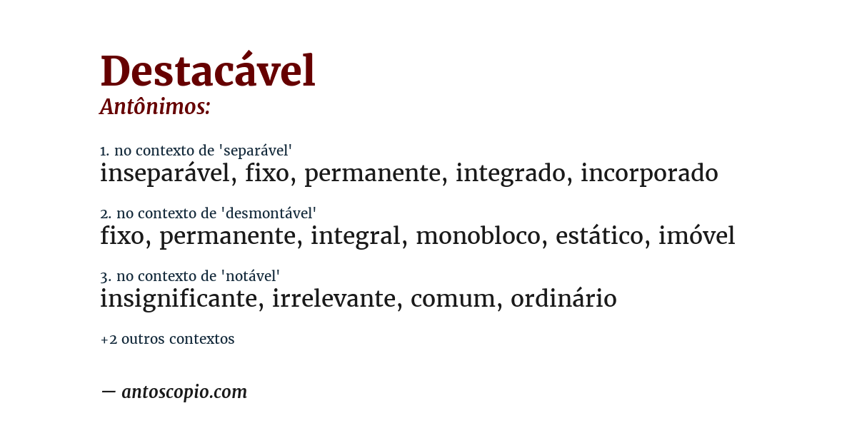 Antônimo de destacável
