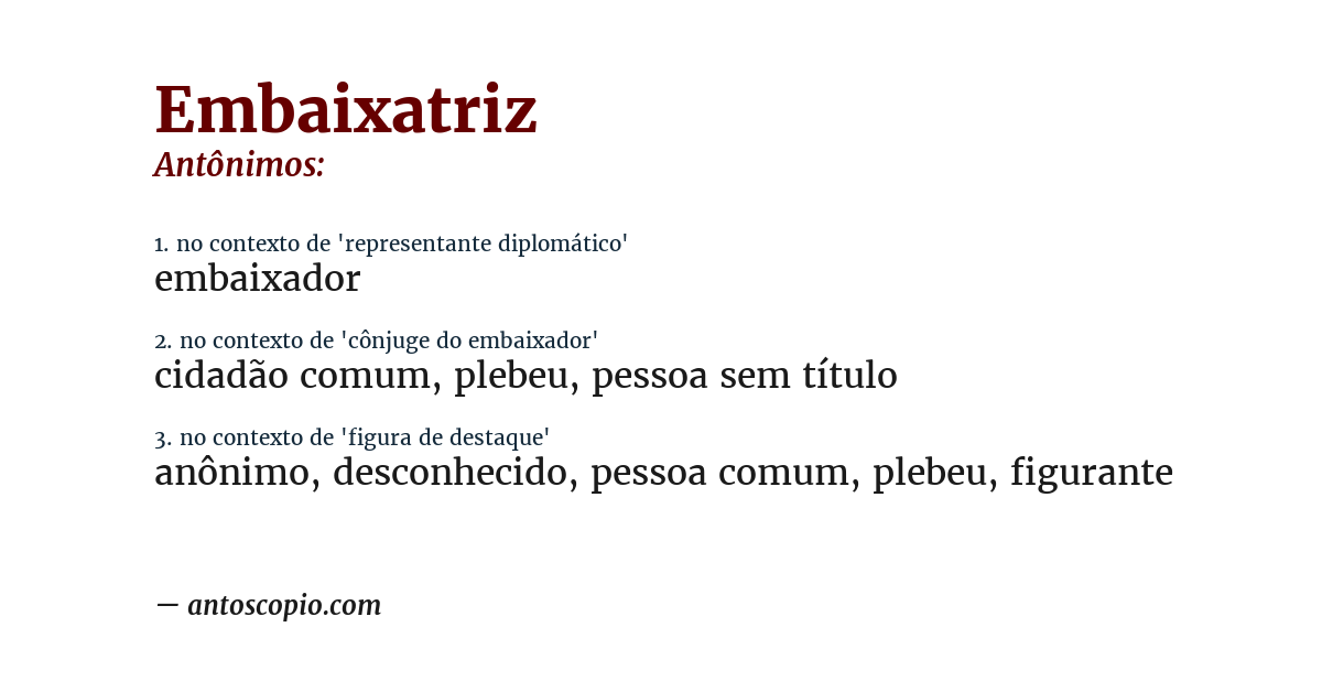 Antônimo de embaixatriz