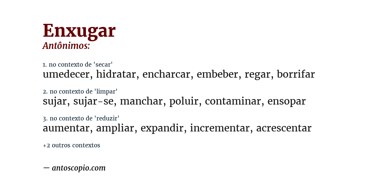 Antônimo de enxugar