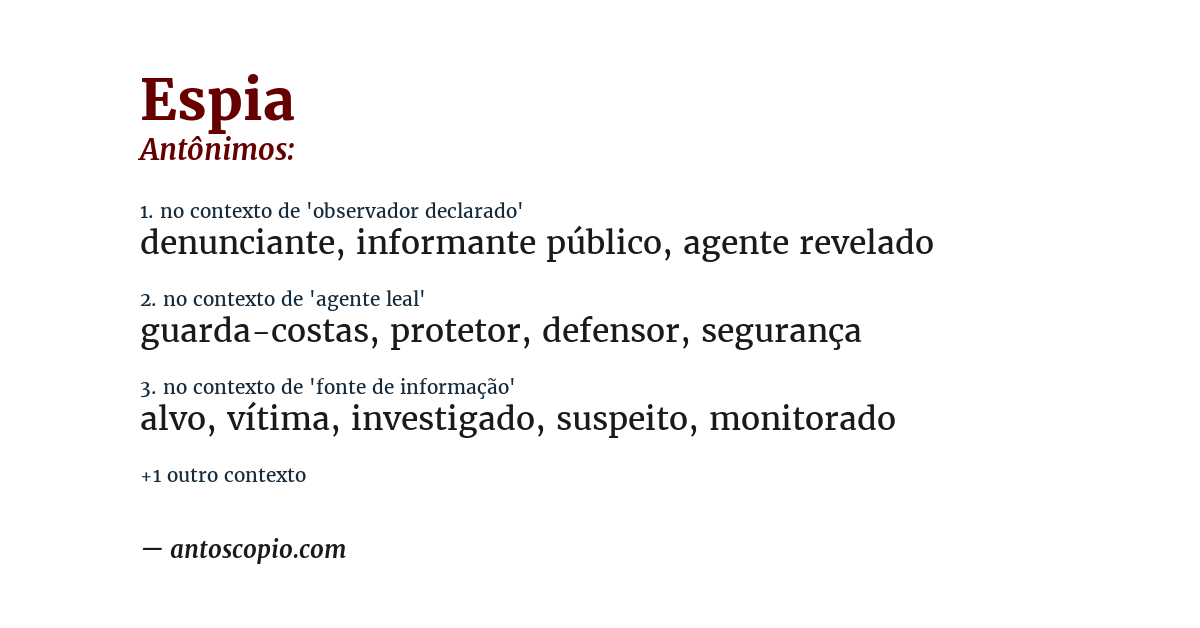 Antônimo de espia
