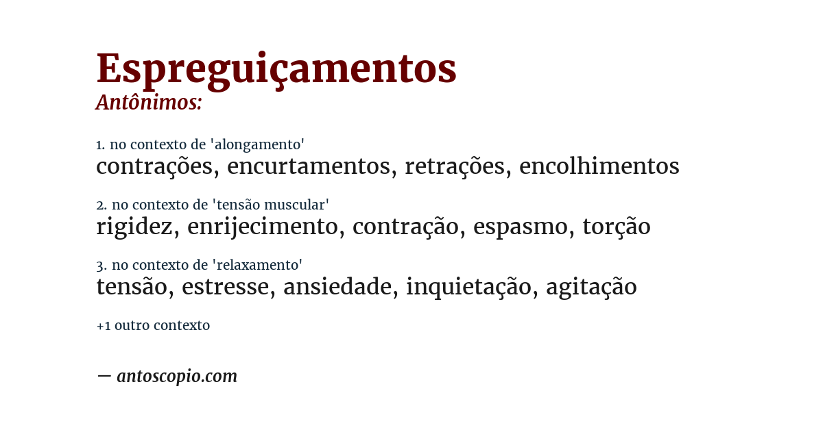 Antônimo de espreguiçamentos