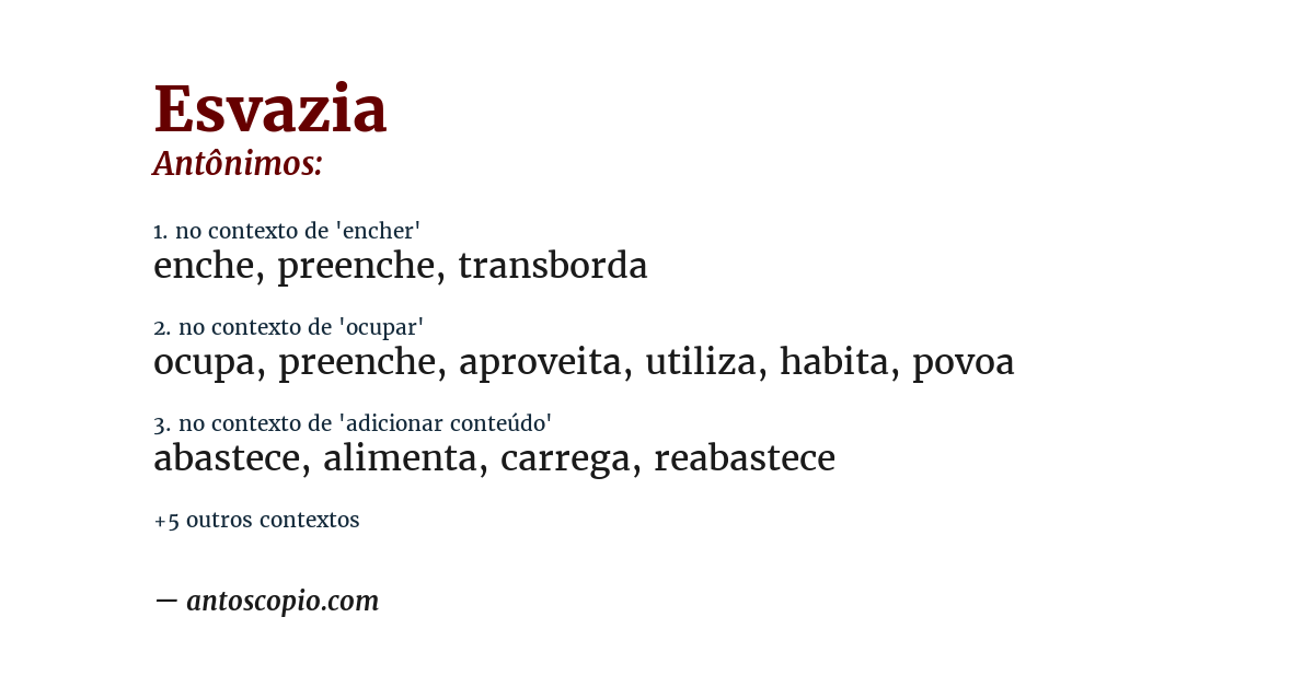 Antônimo de esvazia