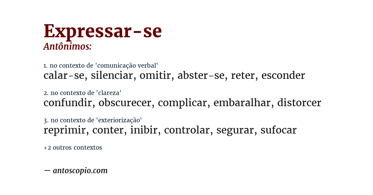 Antônimo de expressar-se