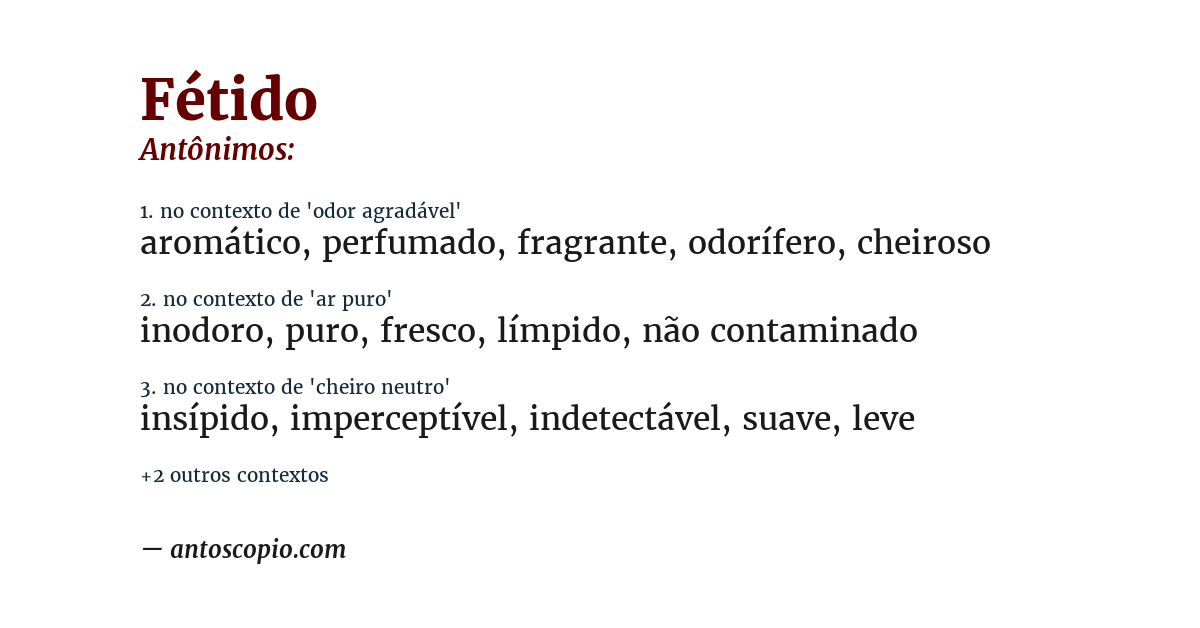 Antônimo de fétido