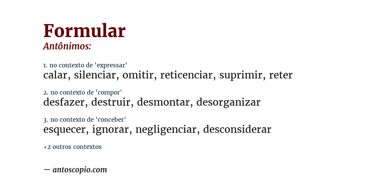 Antônimo de formular