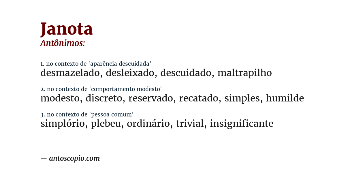 Antônimo de janota