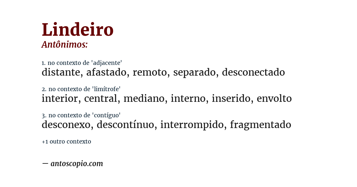 Antônimo de lindeiro