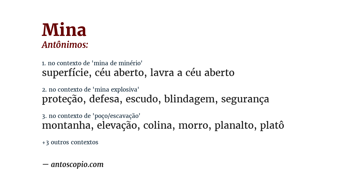 Antônimo de mina