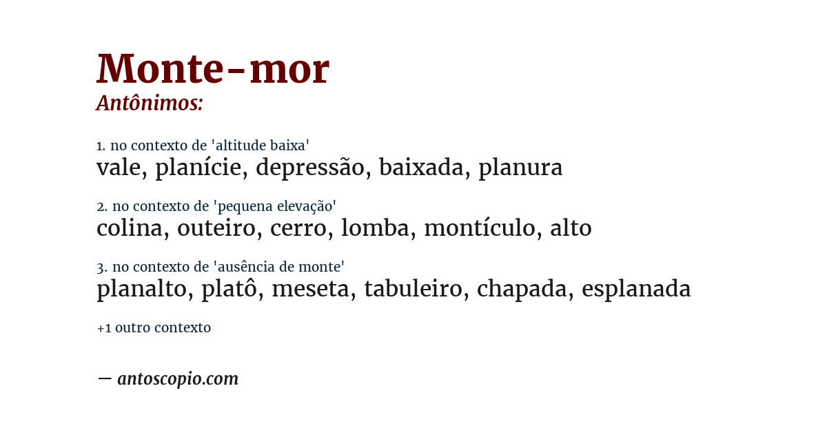 Antônimo de monte-mor