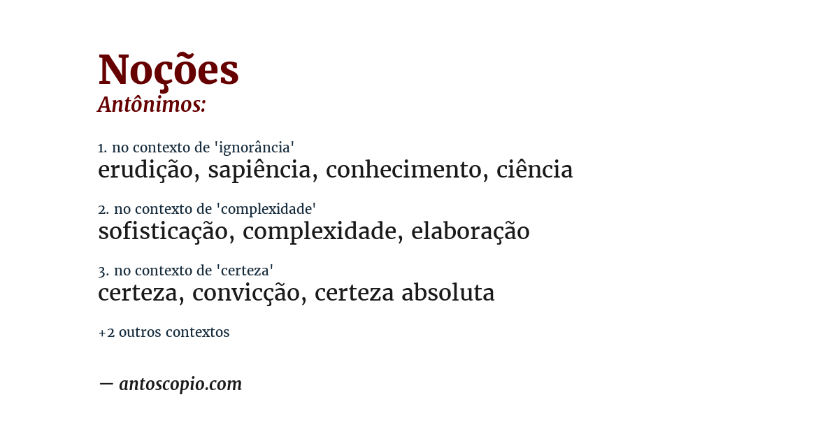 Antônimo de noções