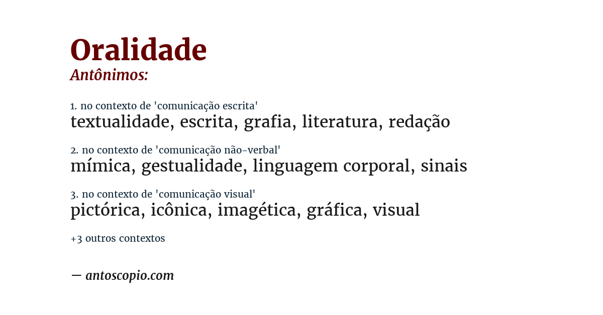 Antônimo de oralidade