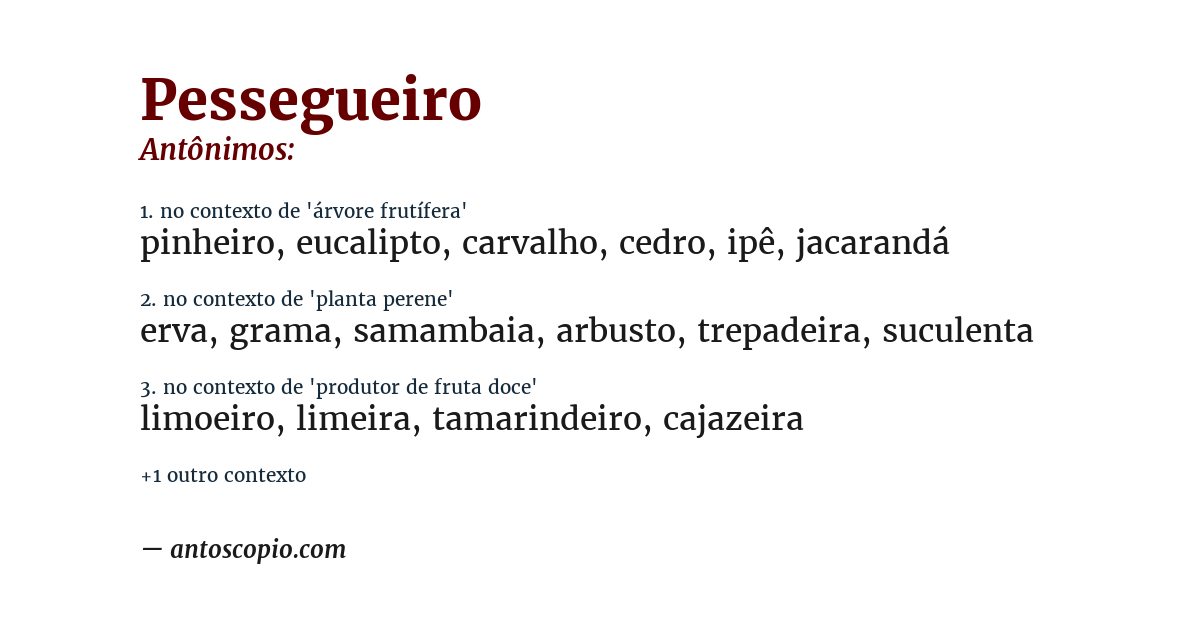 Antônimo de pessegueiro