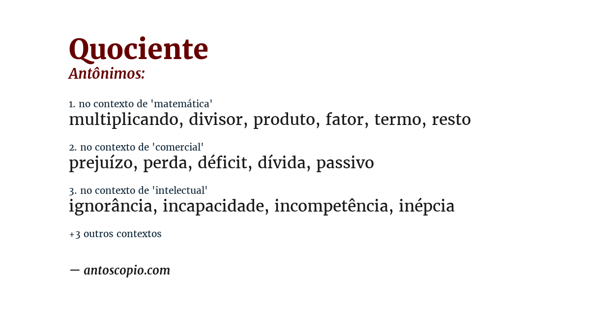 Antônimo de quociente