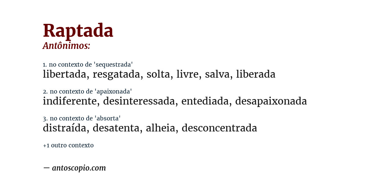 Antônimo de raptada
