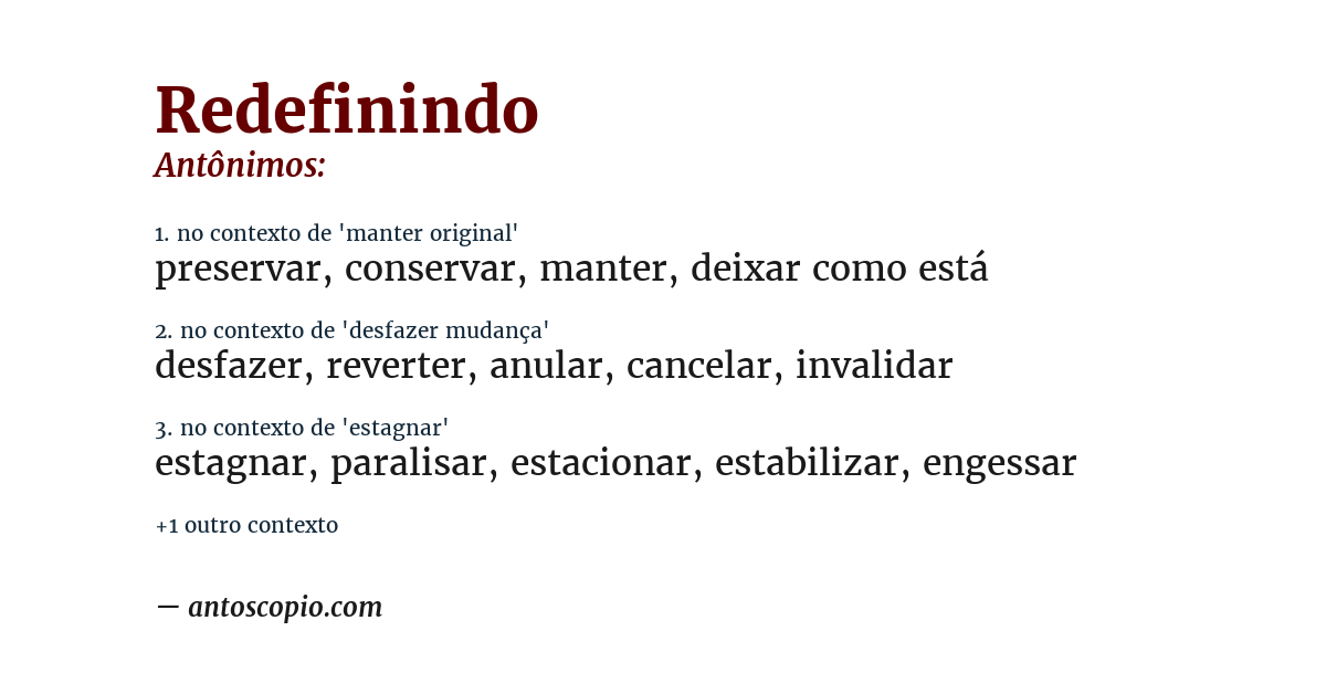 Antônimo de redefinindo