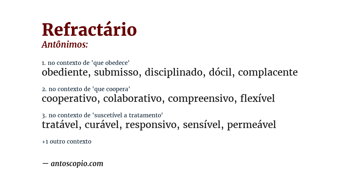 Antônimo de refractário