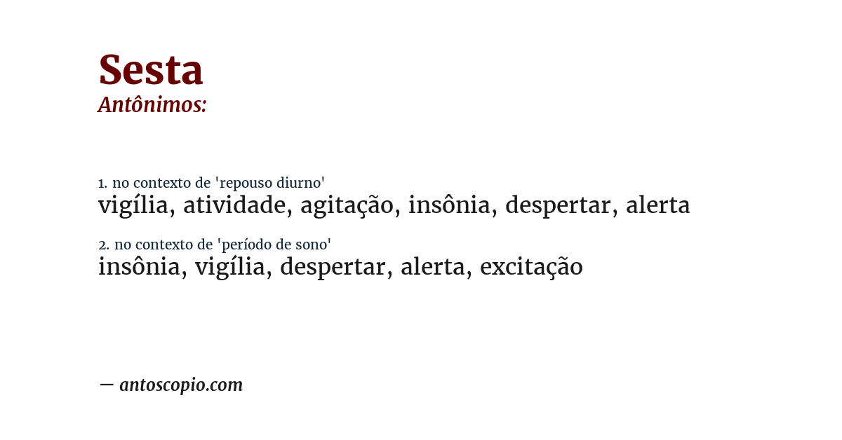 Antônimo de sesta