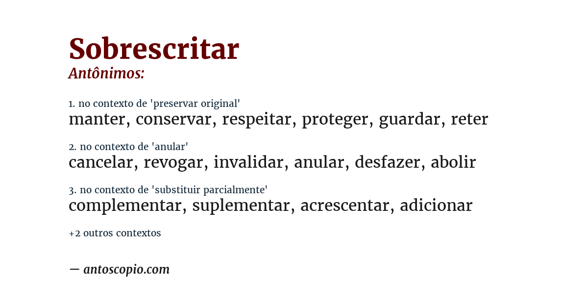 Antônimo de sobrescritar