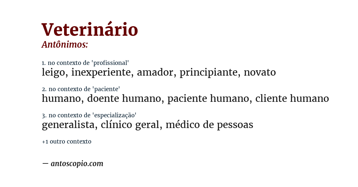 Antônimo de veterinário