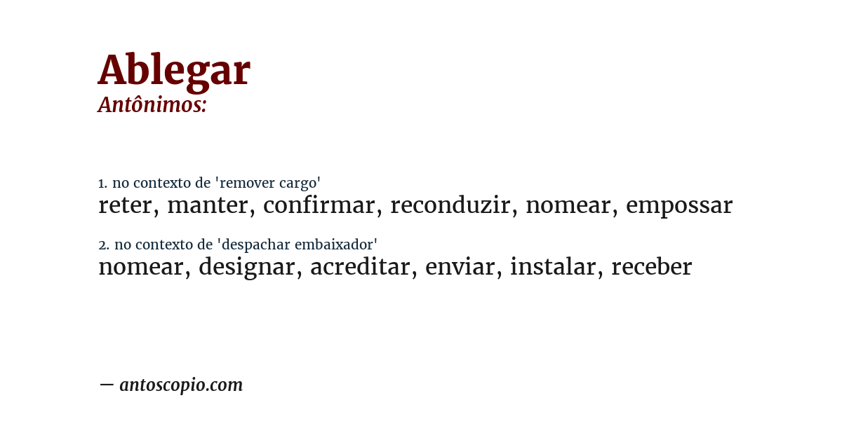 Antônimo de ablegar