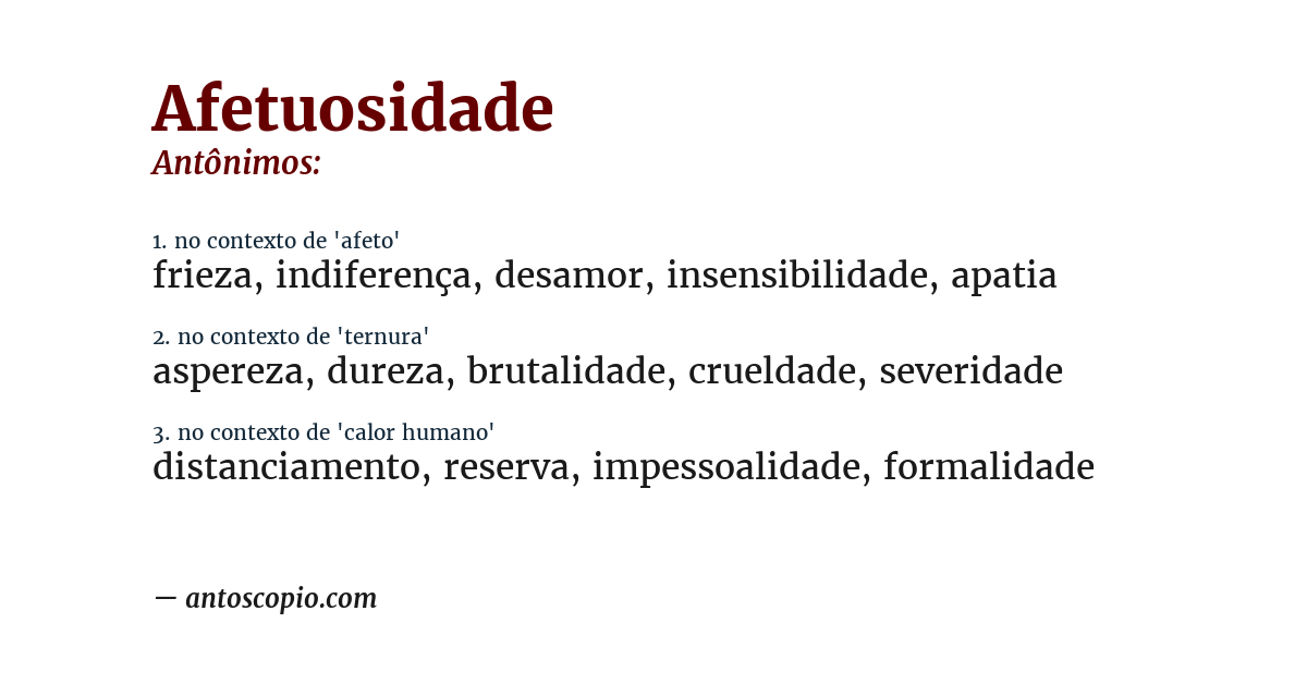 Antônimo de afetuosidade