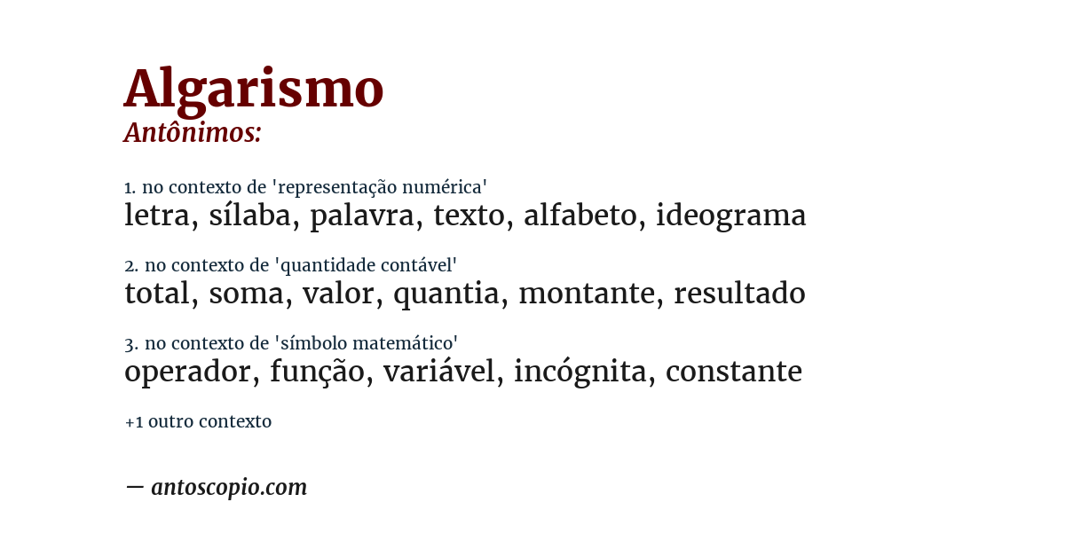 Antônimo de algarismo
