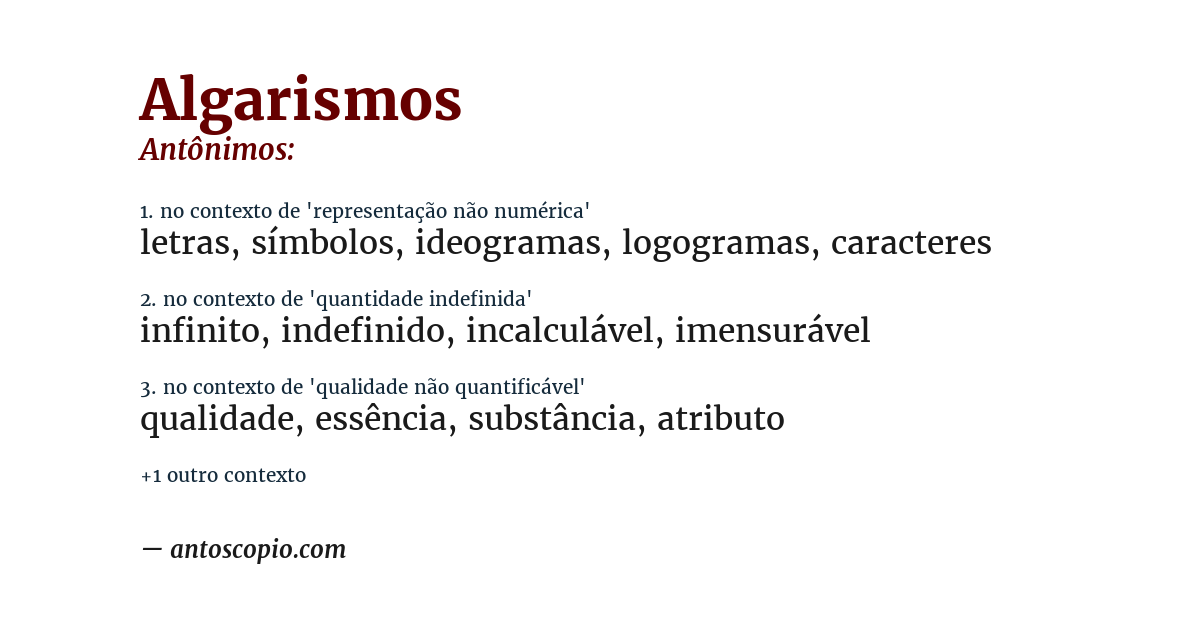 Antônimo de algarismos