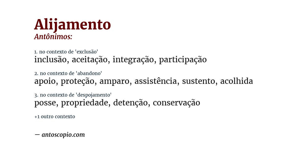 Antônimo de alijamento