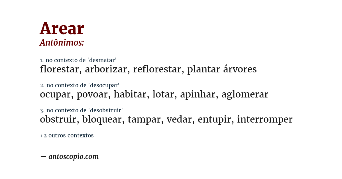 Antônimo de arear