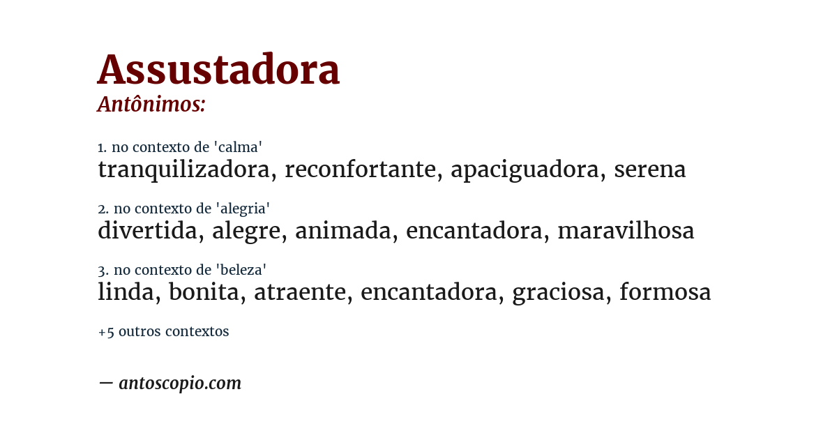 Antônimo de assustadora