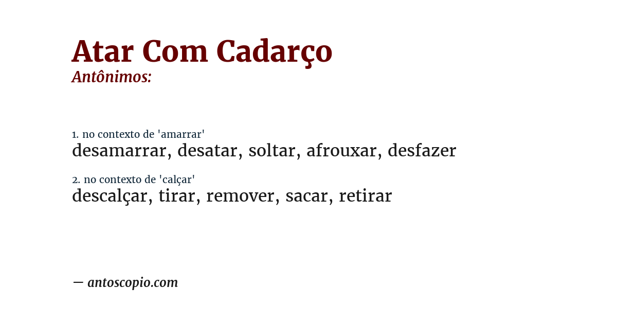 Antônimo de atar com cadarço