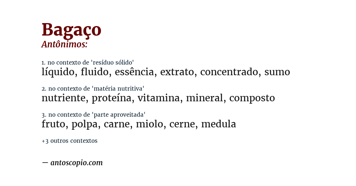 Antônimo de bagaço
