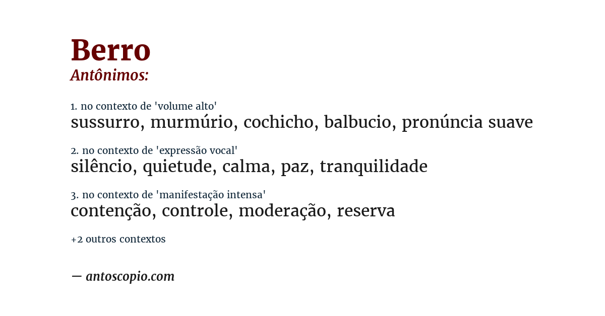 Antônimo de berro