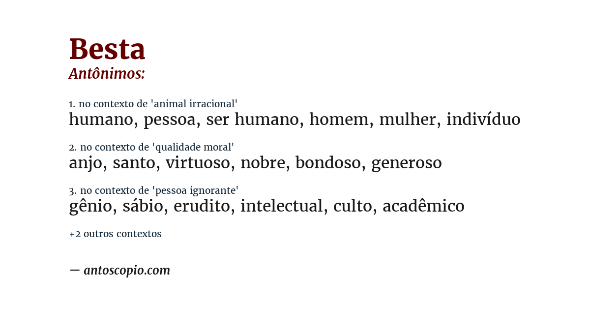 Antônimo de besta