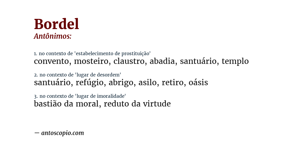 Antônimo de bordel