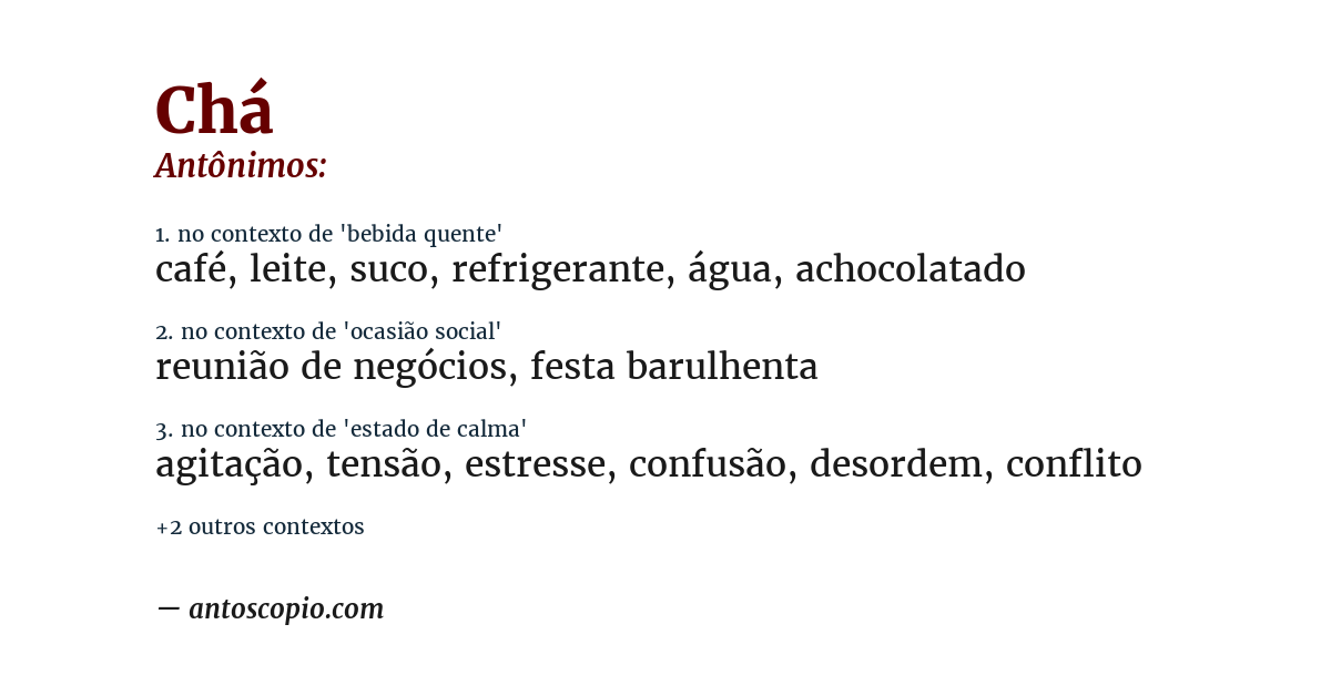 Antônimo de chá