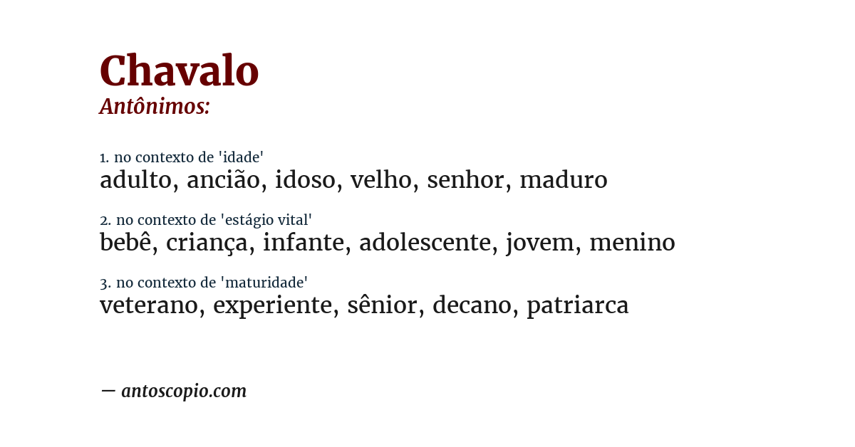 Antônimo de chavalo