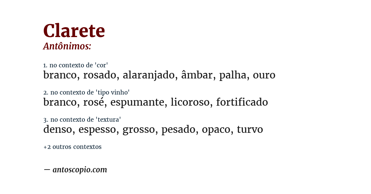 Antônimo de clarete