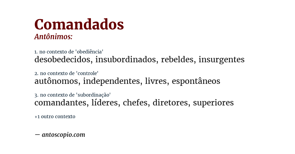 Antônimo de comandados