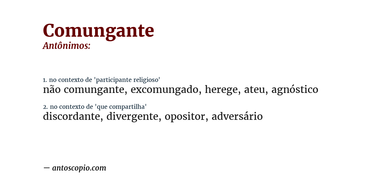Antônimo de comungante