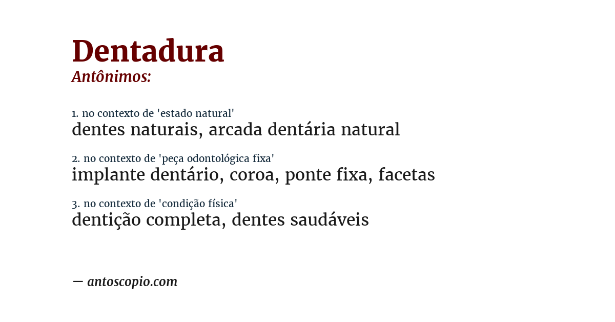 Antônimo de dentadura