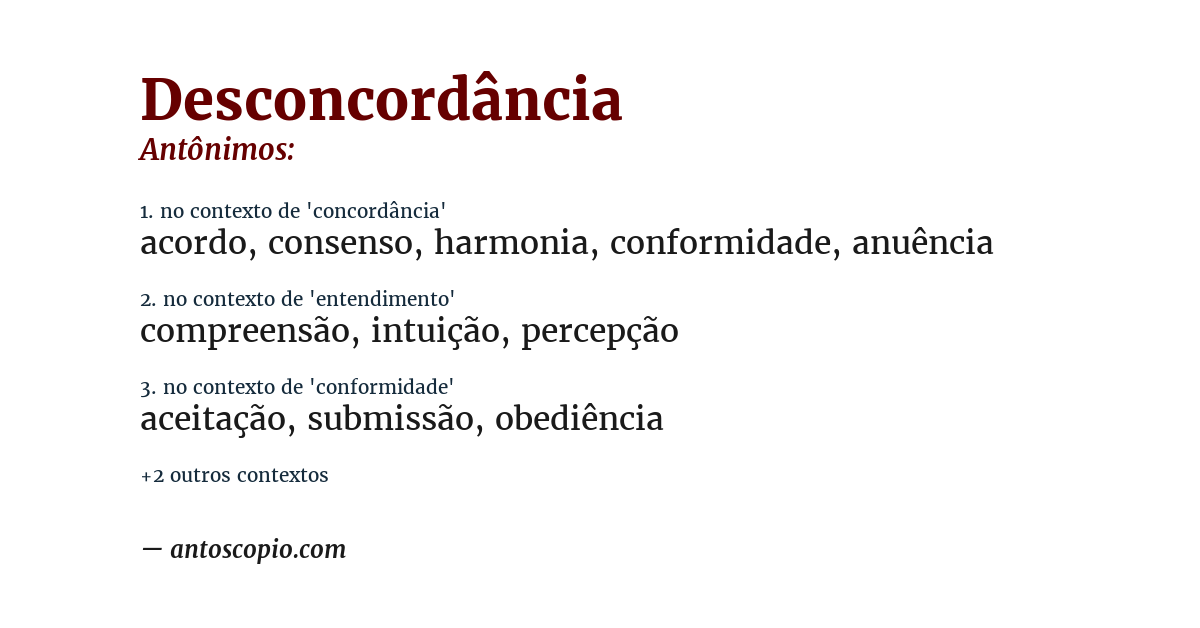 Antônimo de desconcordância