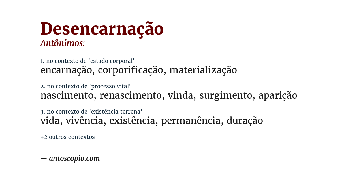 Antônimo de desencarnação