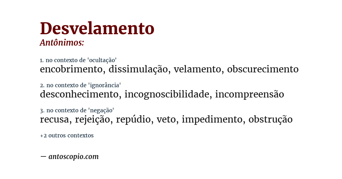 Antônimo de desvelamento