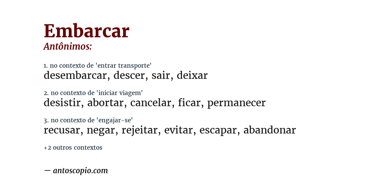 Antônimo de embarcar