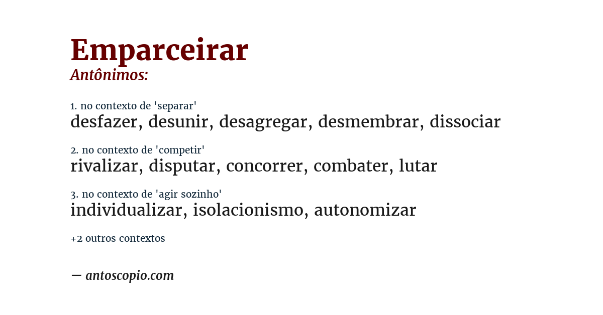 Antônimo de emparceirar