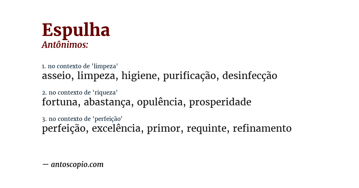 Antônimo de espulha