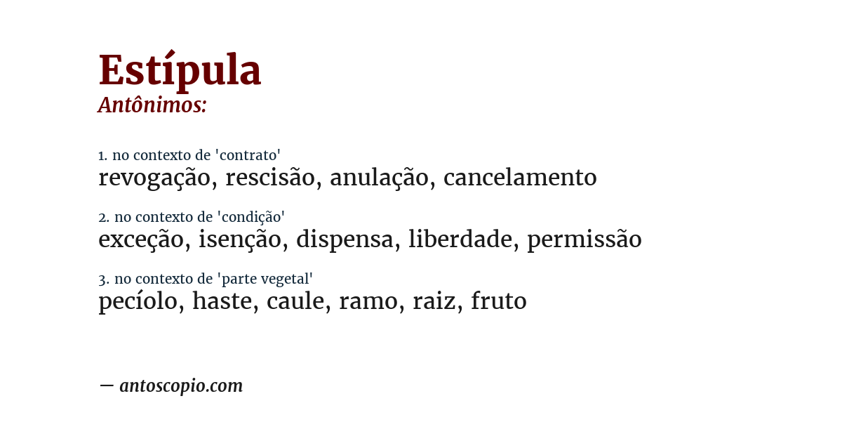 Antônimo de estípula