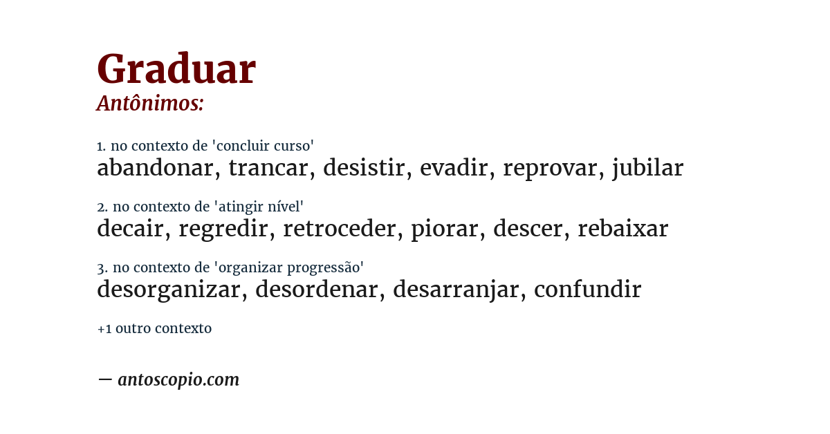 Antônimo de graduar