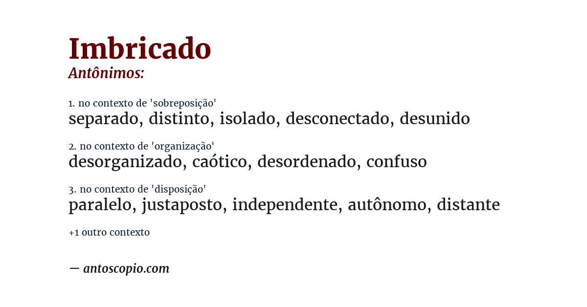Antônimo de imbricado